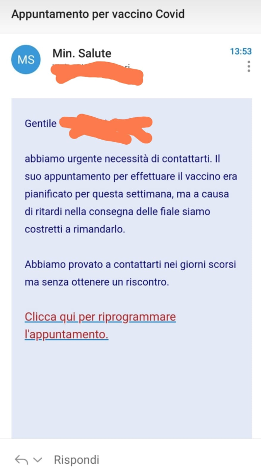 Vaccini, mail-truffa ai cittadini: allarme lanciato dall'Asl Napoli 3 Sud